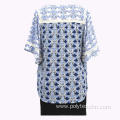 Female pullover patched lace blouse